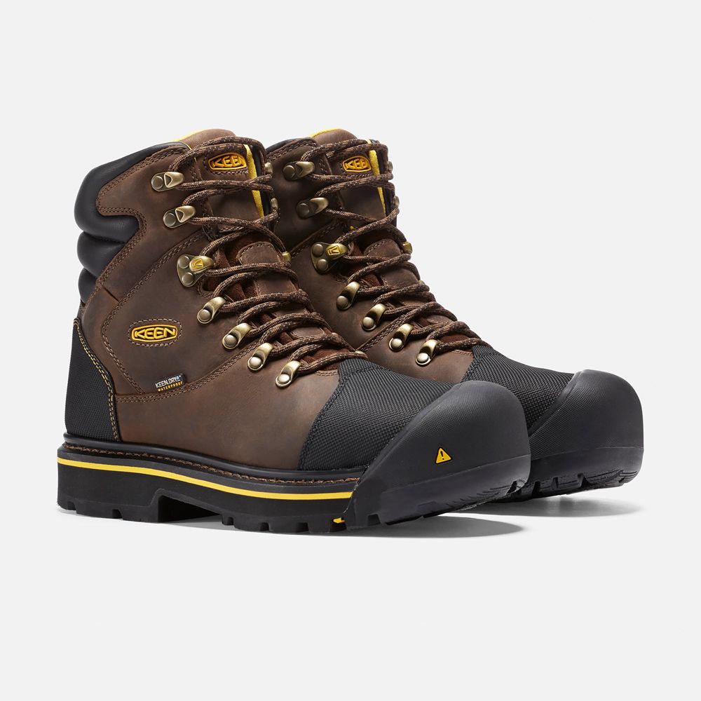 Cizme Keen Romania Barbati Maro/Negrii Milwaukee Waterproof (Steel Toe) 6729-ONRAU